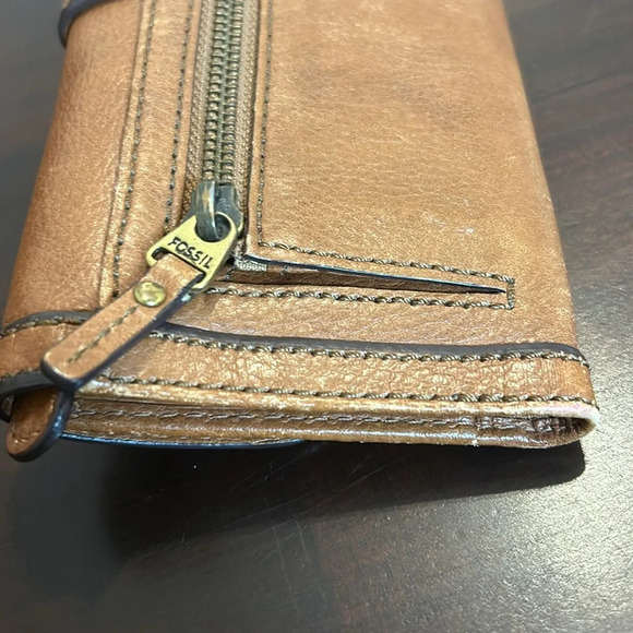 Fossil Vintage Leather Clutch Tan Billfold Card Wallet - Picture 9 of 16